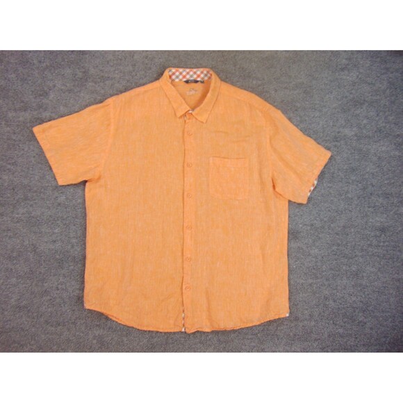 Bohio Shirt Mens XL Orange‎ Linen Chambrey Short Sleeve - Picture 2 of 8